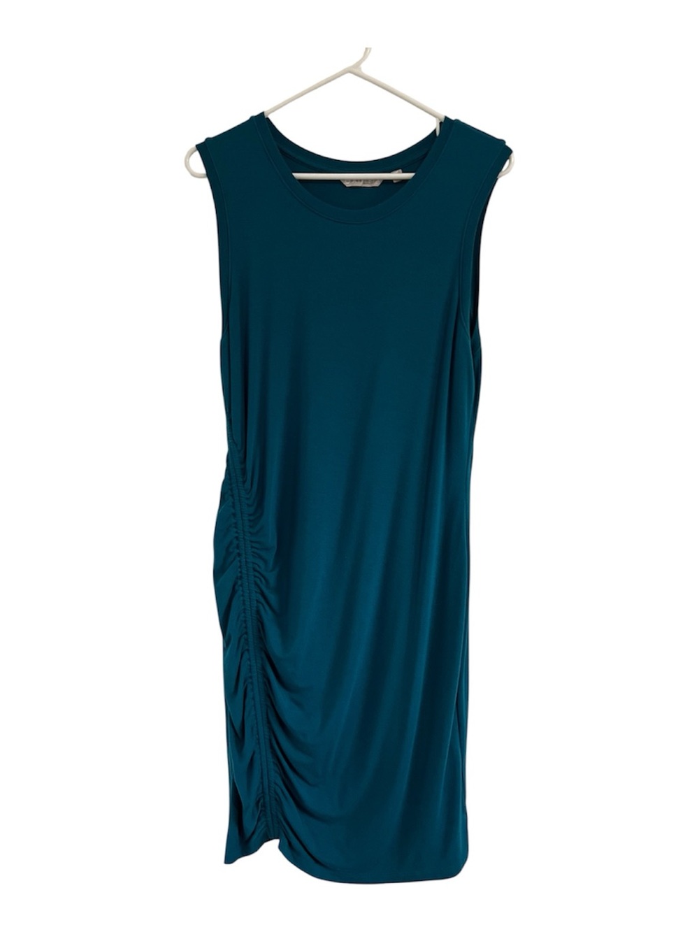 Sleeveless Teal Ruched Side Midi Dress. Athleta